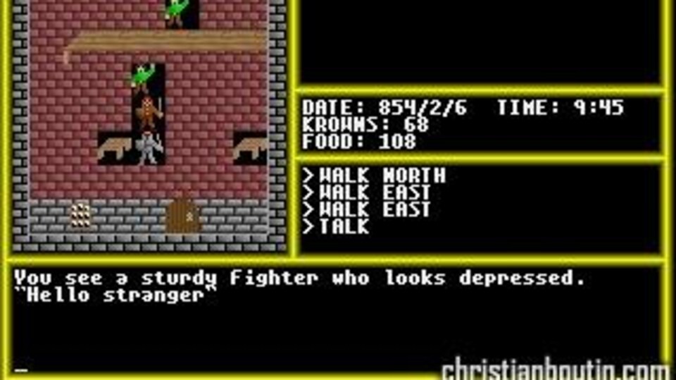 Image de vieux jeu vidéo avec trois chevaliers.
