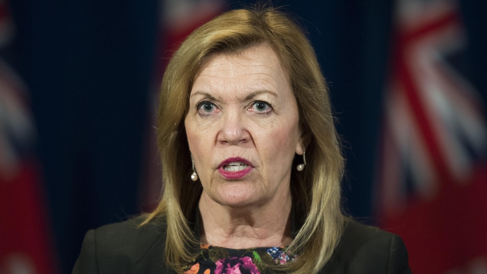 La ministre ontarienne de la Santé, Christine Elliott, en conférence de presse.