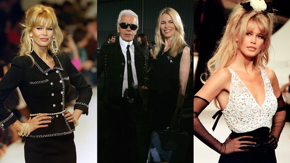 Claudia Schiffer habillée par Karl Lagerfeld