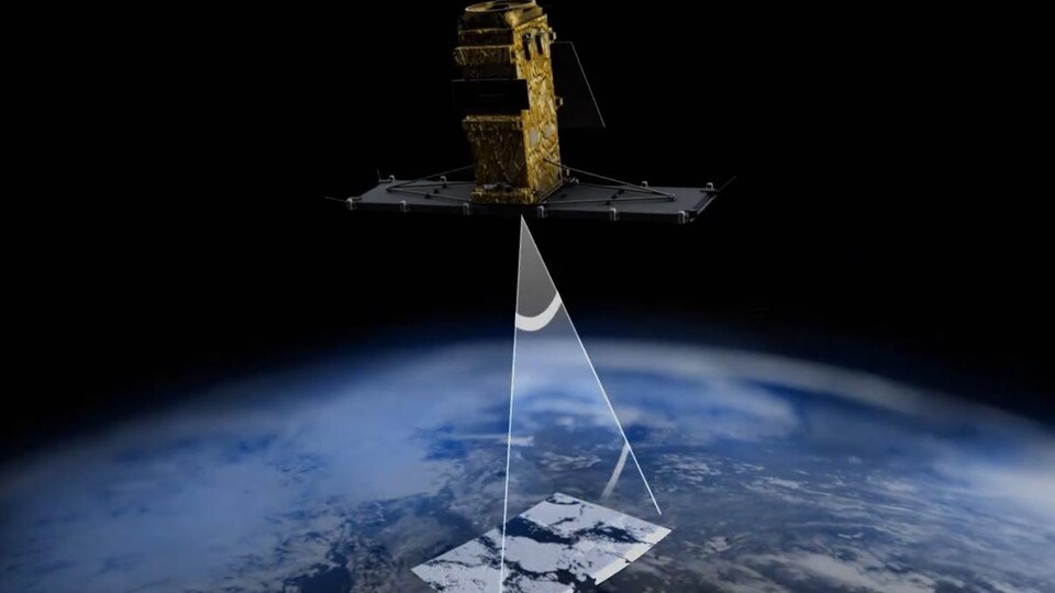 Un satellite utilisant la technique InSAR.