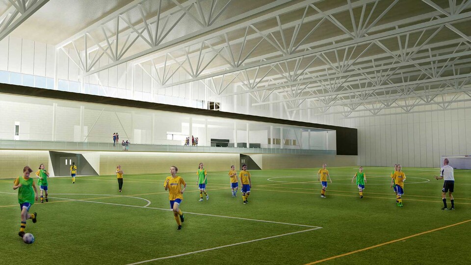 Un dessin de terrain de soccer intérieur