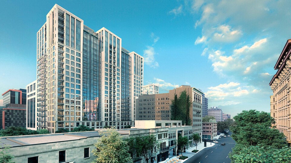 Vue extérieure du projet de condos Le Sherbrooke, à Montréal.