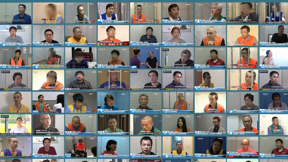Une mosaïque d'images de victimes de confessions forcées.