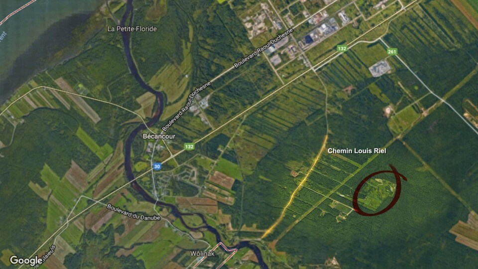 Carte satellite de l'endroit du terrain contaminé des anciennes usines Recyclage Aluminium Québec et Alsa Aluminium