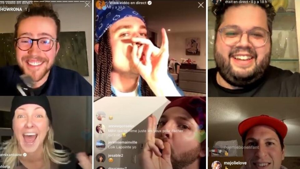 Les six personnes sont chacune chez elles et sont installées devant une caméra.