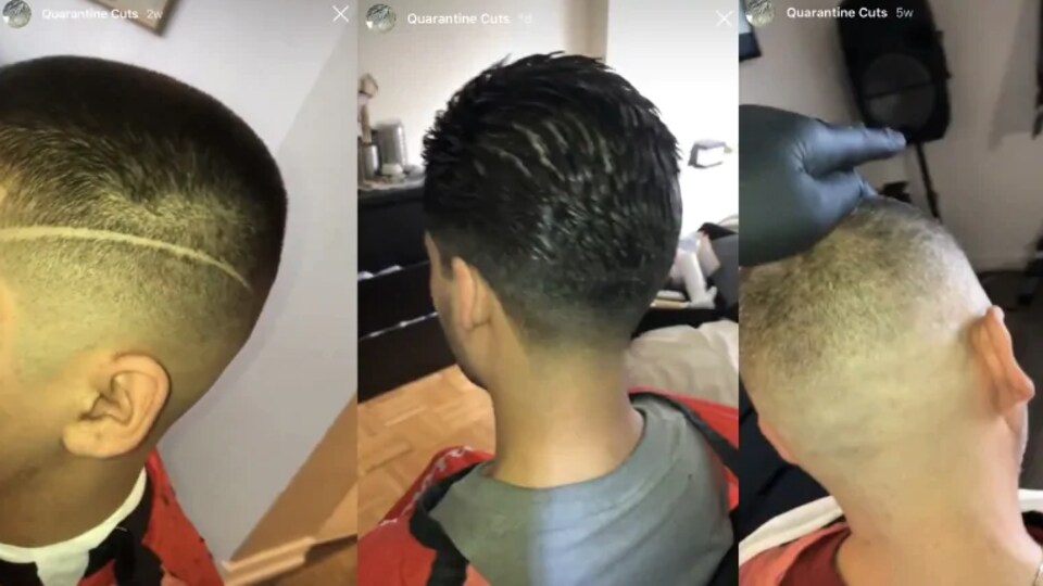 Vue de la nuque de trois personnes aux cheveux coupés.