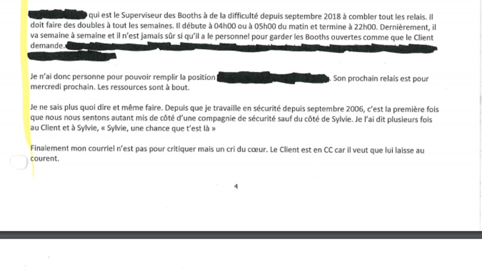 La capture d'écran d'un courriel.