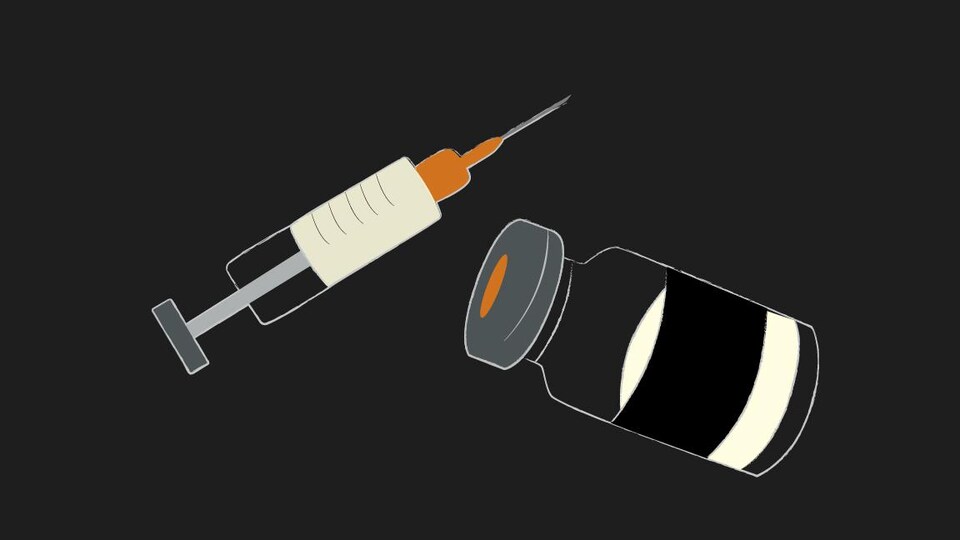 Illustration d'une fiole à vaccin et d'une seringue.