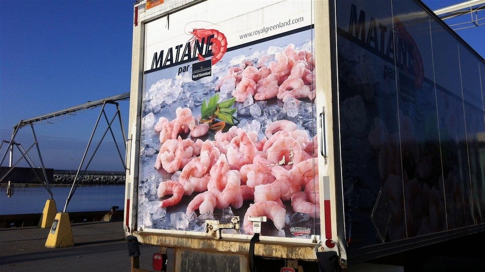 Camion de transport de la crevette au port de Matane