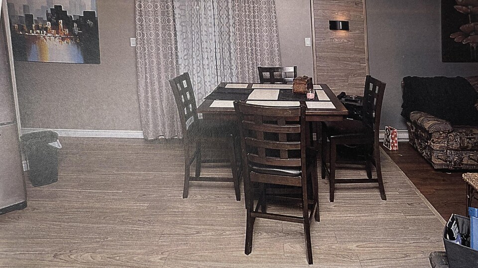 An overview of the dining room of Mario Lafontaine's home.