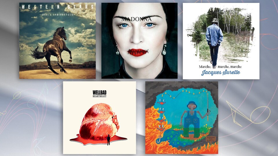 Les pochettes des cinq albums proposés par Jean-François Côté