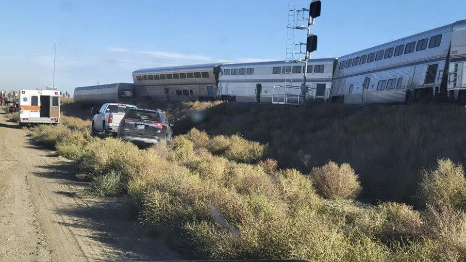 Des wagons du train Amtrak qui a déraillé le 25 septembre 2021.