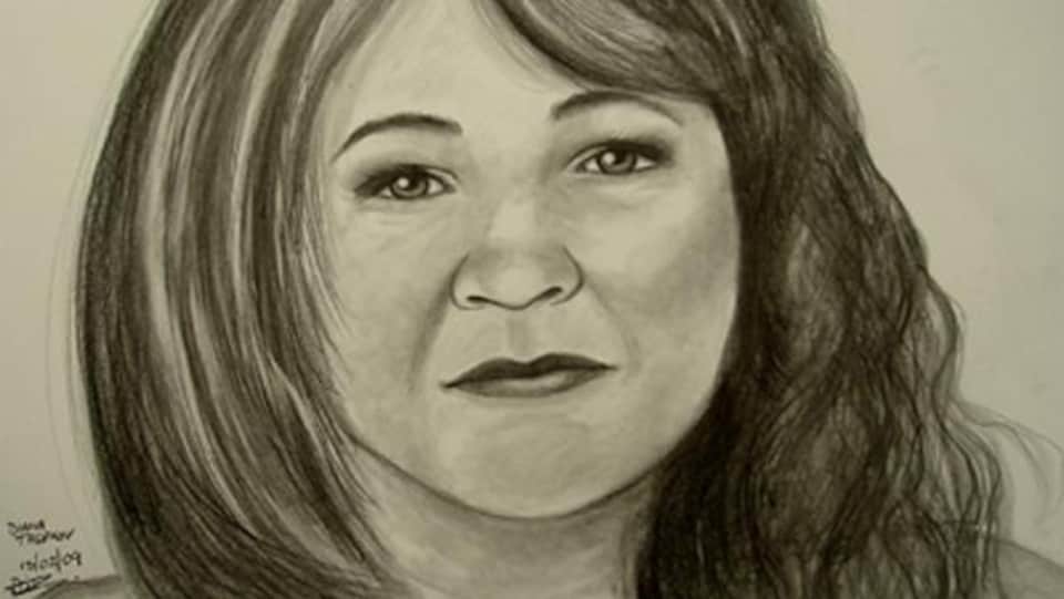 Dessin de Diane Prévost selon la portraitiste judiciaire Diana P. Trepkov