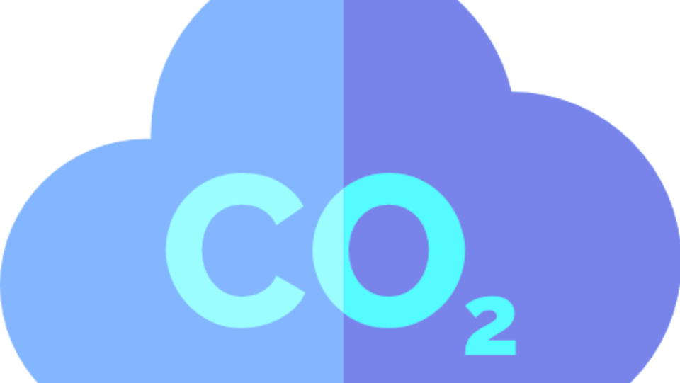 Dessin du symbole CO2 dans un nuage bleu