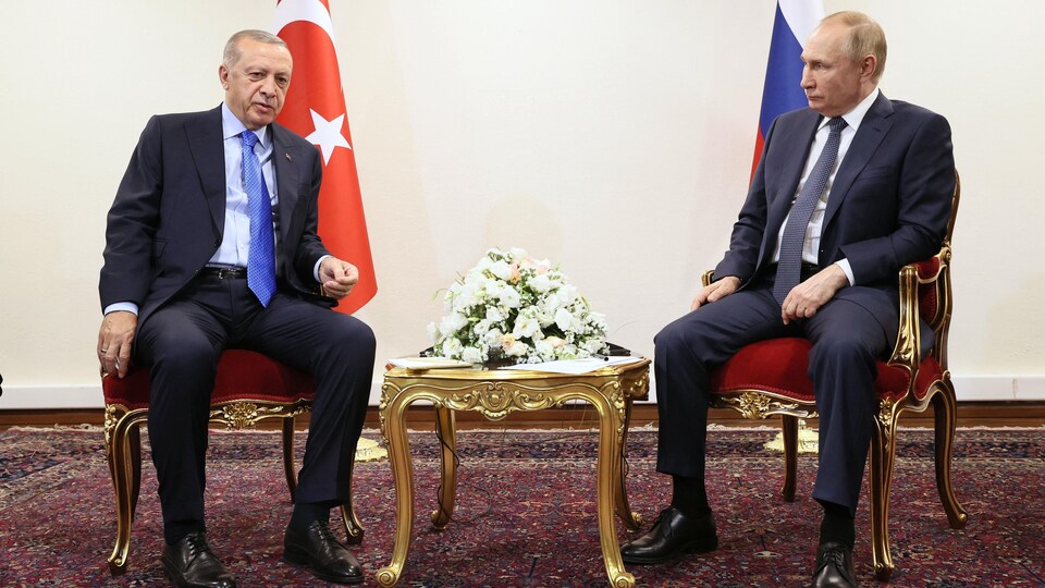 Le président turc Recep Tayyip Erdogan (à droite) et le président russe Vladimir Poutine.
