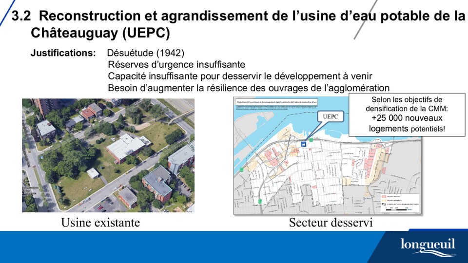 Extrait d'un document de la Direction de la gestion des eaux de Longueuil.