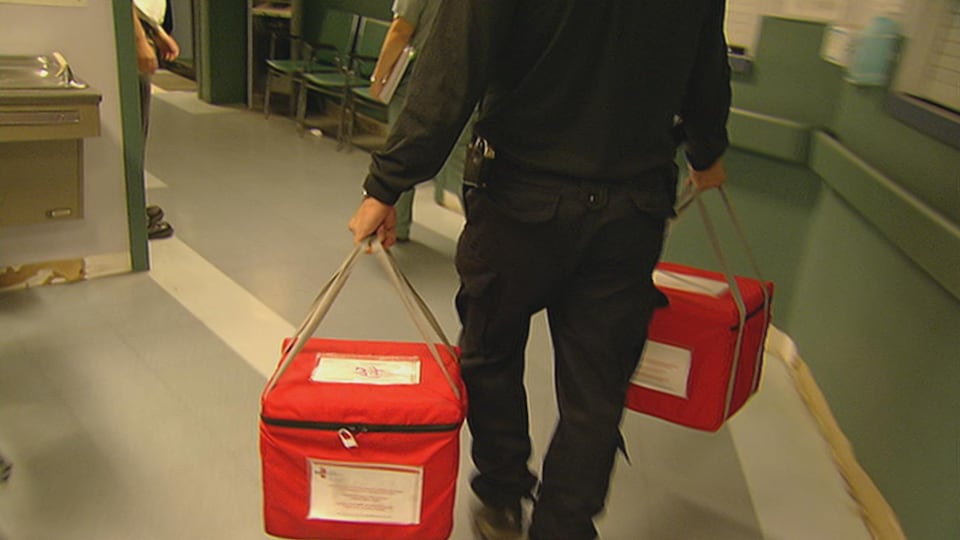 Un policier transporte des organes.