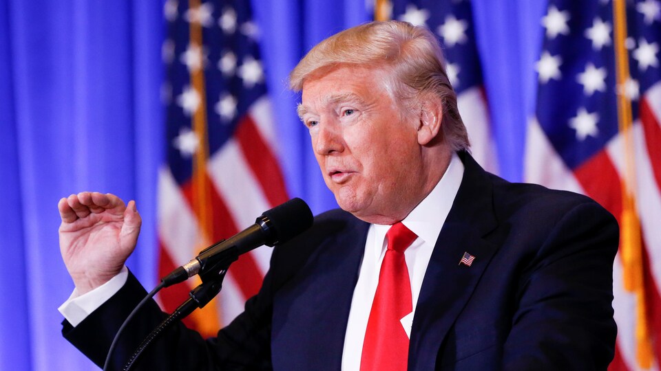 Donald Trump, lors de sa première conférence de presse depuis son élection, le 12 janvier à New York.