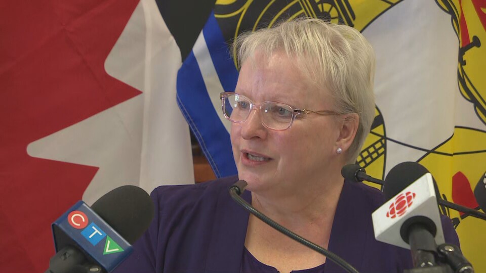 La ministre de la Santé du Nouveau-Brunswick, Dorothy Shephard, lors d'un point de presse le 16 février 2022.