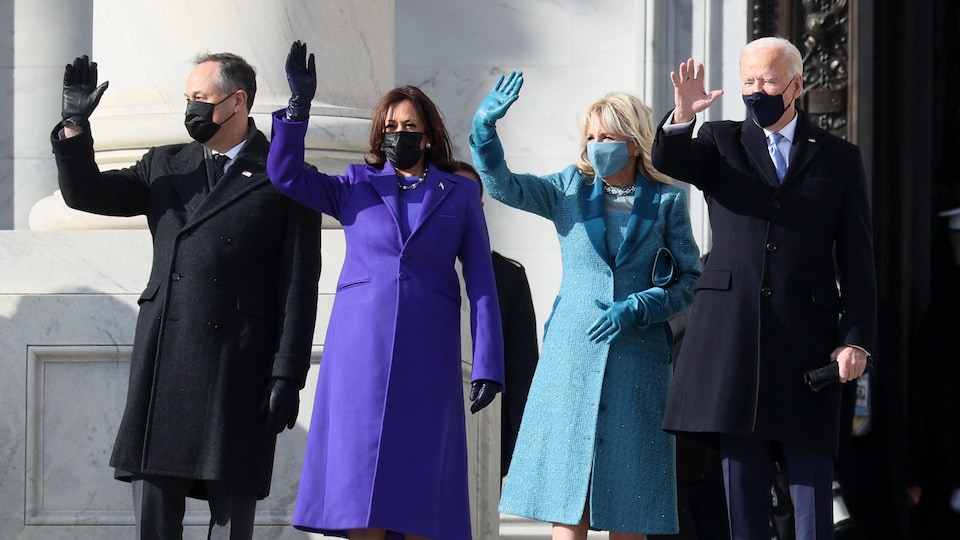 Doug Emhoff, Kamala Harris, Jill Biden et le président désigné Joe Biden.