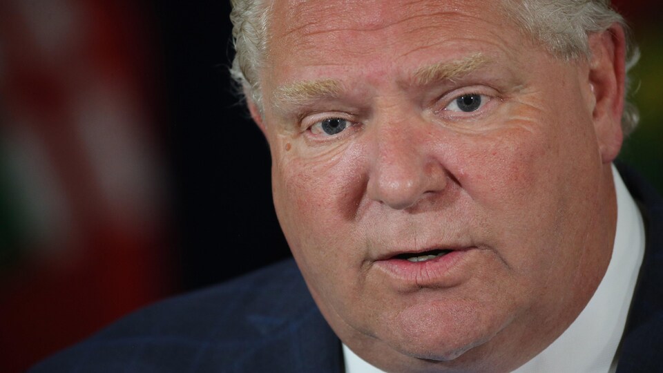 Le premier ministre Doug Ford en conférence de presse.