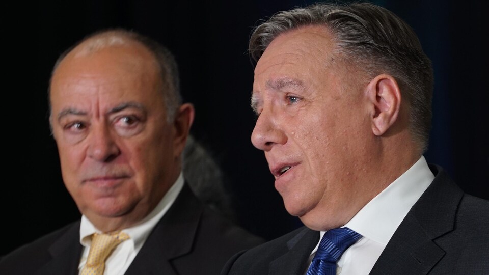 Christian Dubé et François Legault.                         