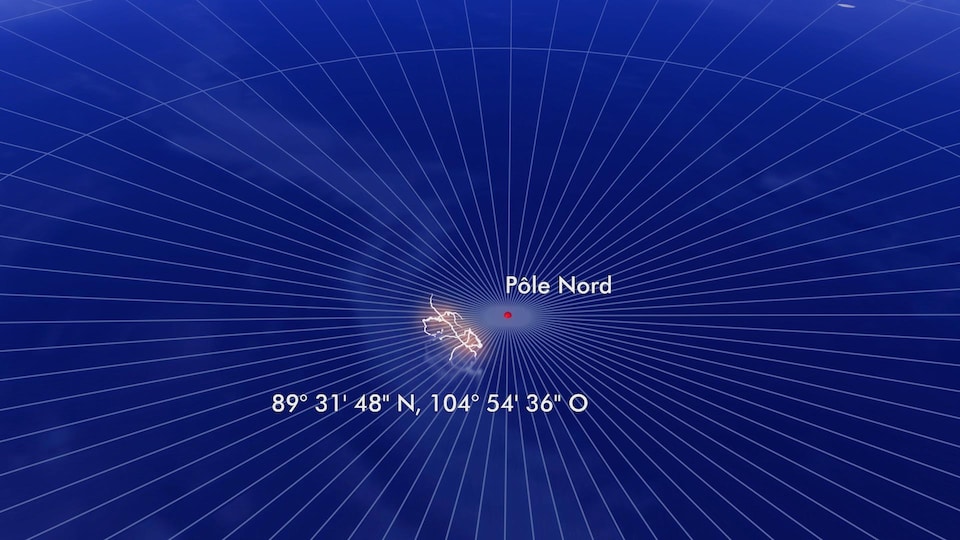 Infographie montrant la localisation d'éclairs au pôle Nord.