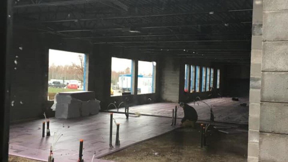 Le projet de construction d'une nouvelle section à l'école, le 12 mai 2020.
