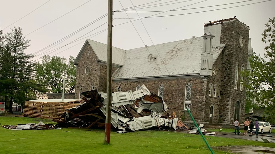 Damage to St. Faithful Church in Fassett.