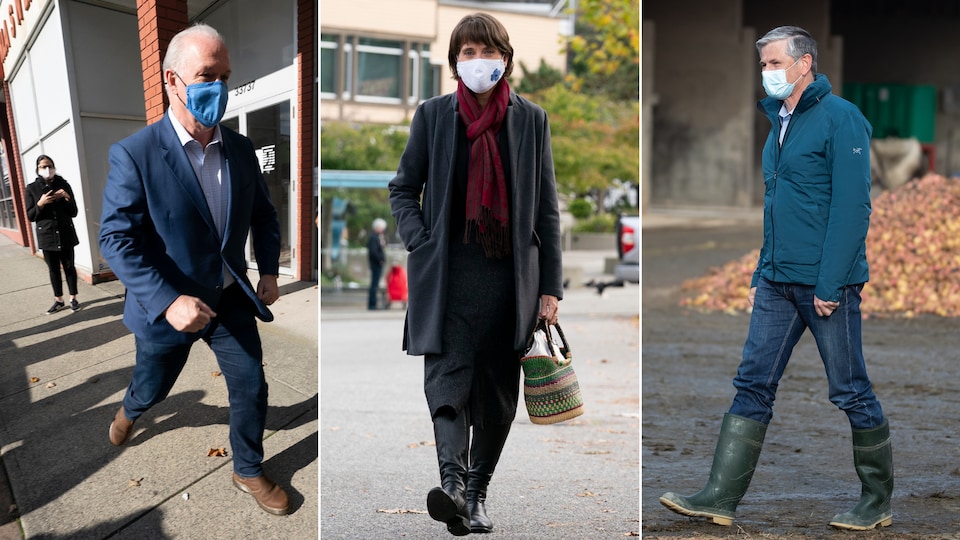 Les trois chefs des principaux partis marchent en trois endroits différents.
