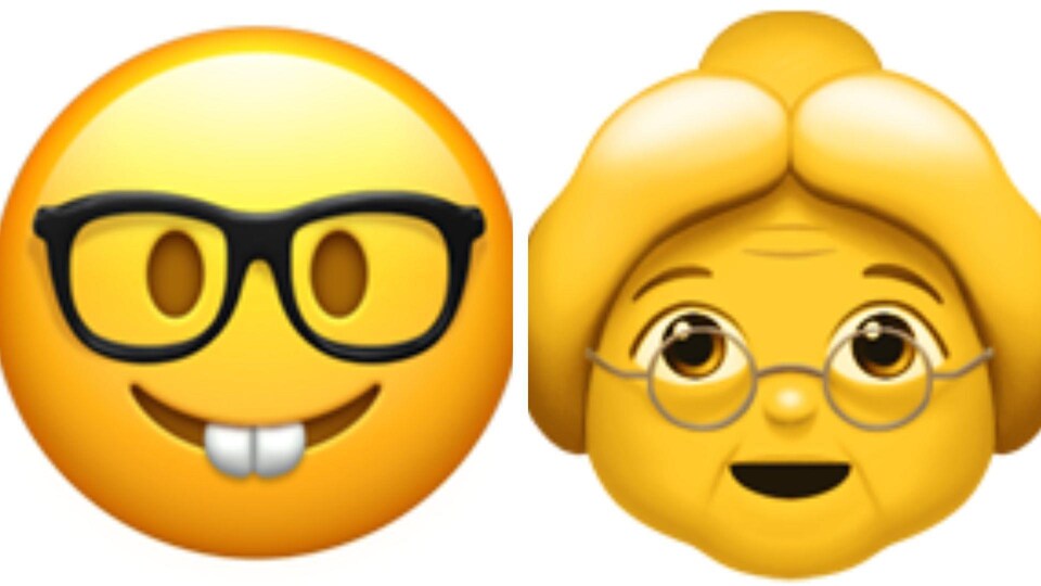 Deux émojis portant des lunettes, côte à côte. 