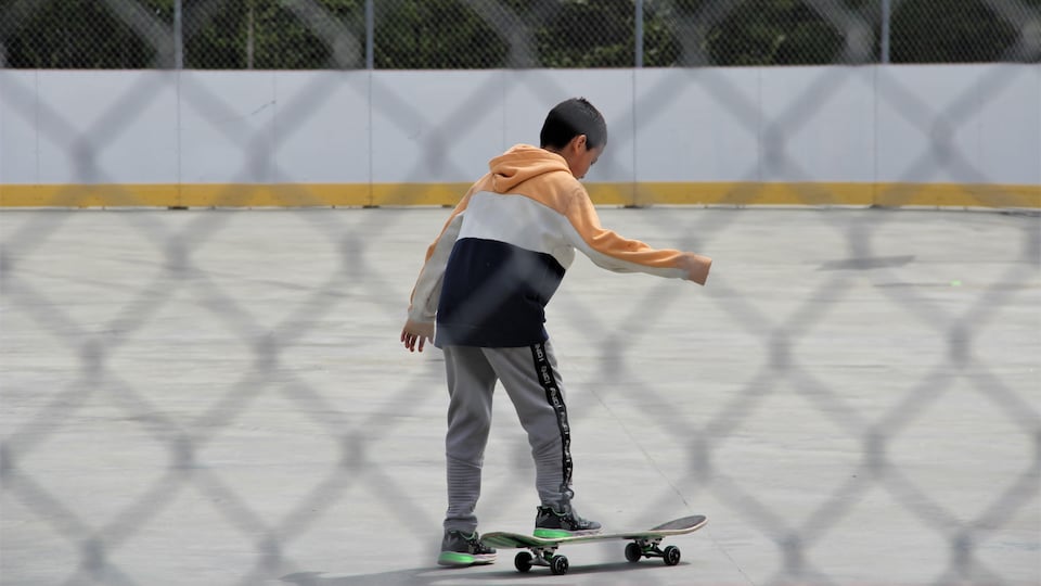 A child on a skateboard.