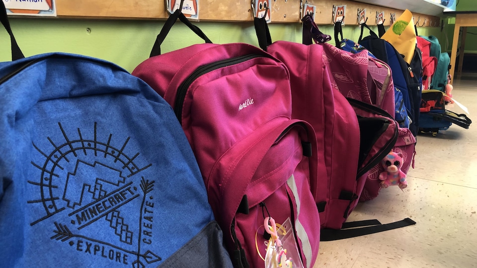 Des sacs à dos d'enfants.