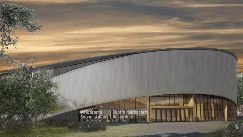 Dessin de l'architecture du futur vélodrome intérieur Sylvan-Adams.
