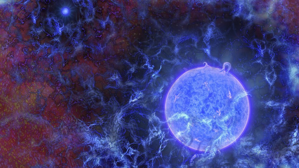 Image fournie par la Fondation nationale américaine des sciences illustrant l'apparence supposée des premières étoiles de l'univers.