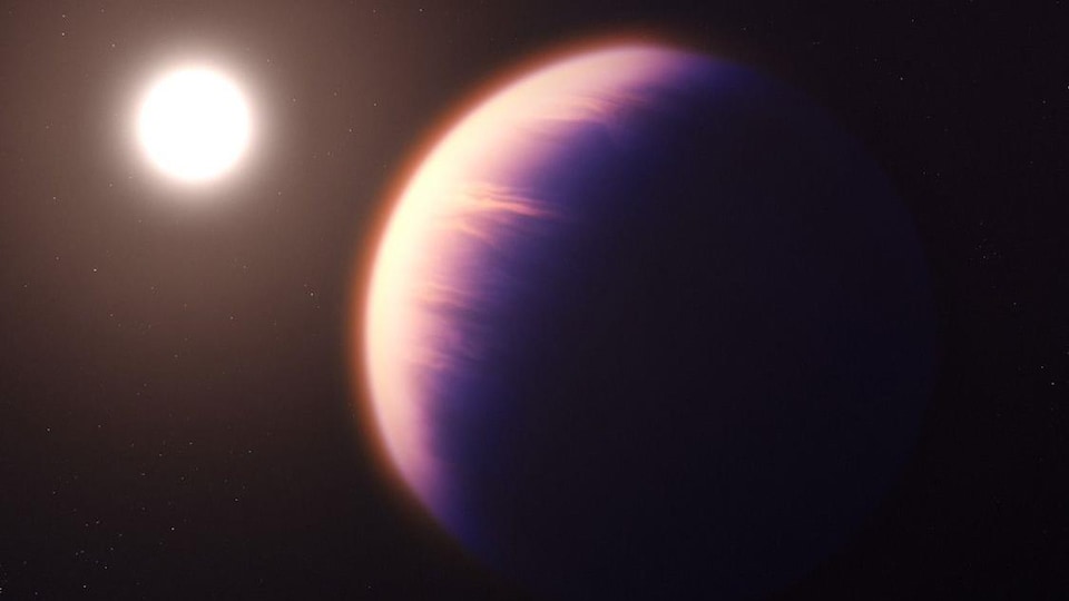 Representación de un artista de cómo podría verse el exoplaneta WASP-39 b.