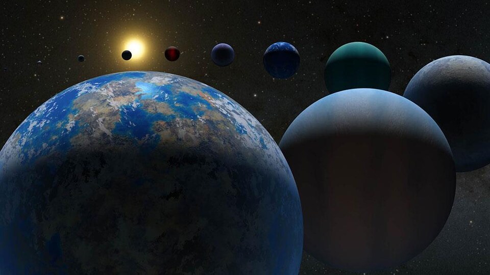 Illustration montrant plusieurs exoplanètes.