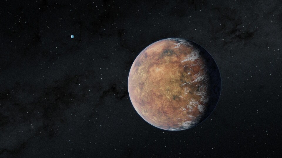 Illustration artistique des exoplanètes TOI-700e (plus grande planète) et TOI-700d. 