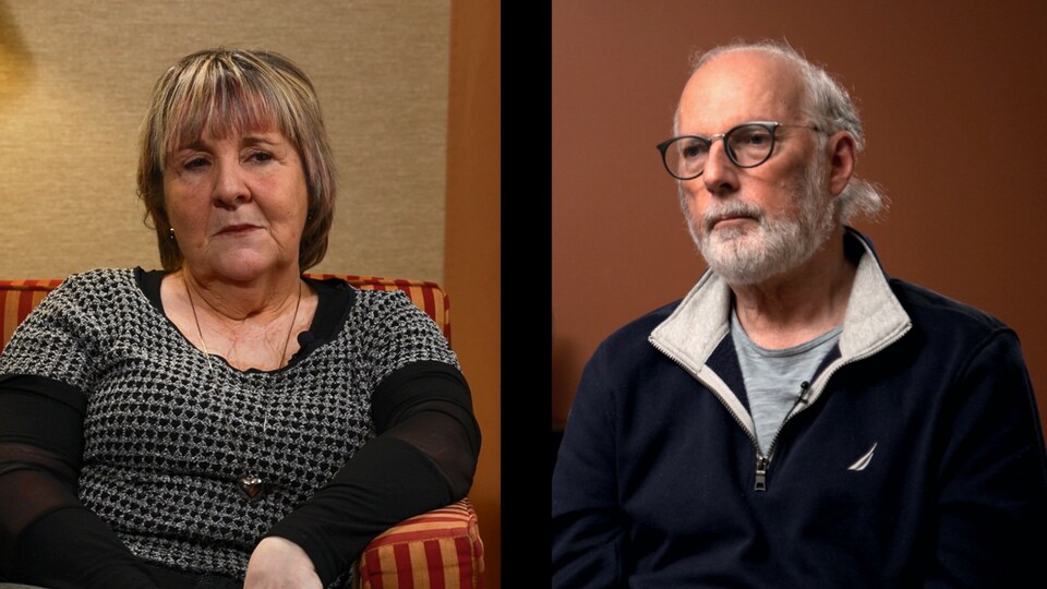 Johanne Gauthier, à gauche, et Fernand Larouche, à droite, affichent un air impassible.