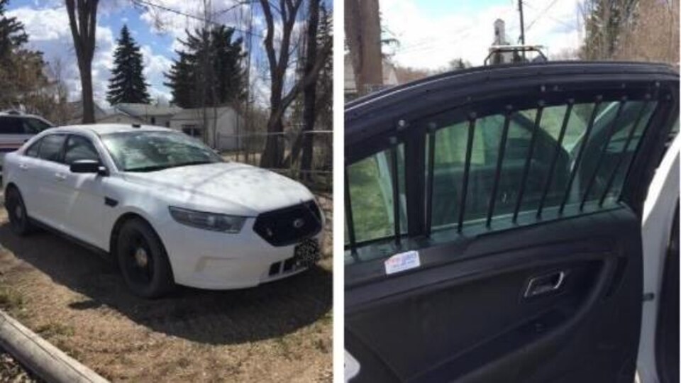 Une voiture blanche ressemblant à une voiture de police.