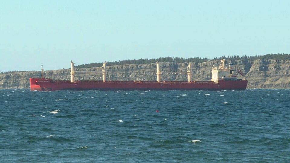Le bateau vu près de la côte.