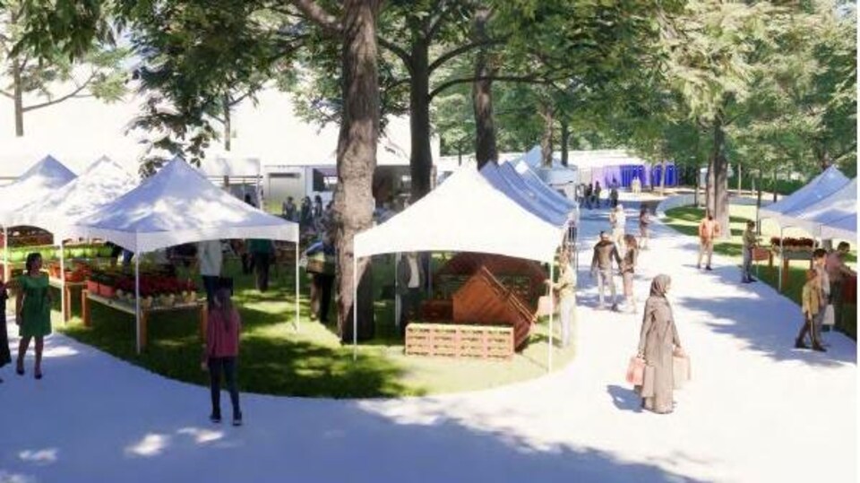 Un dessin illustrant le futur site permanent pour les festivals.