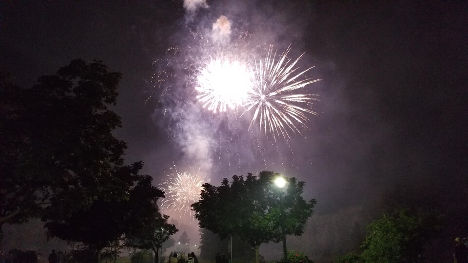 Des feu d'artifice dans le ciel.
