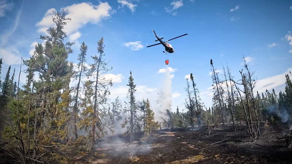 Une image de la série documentaire Guardians of the North mettant de l'avant le travail des pompiers qui combattent les feux de forêt dans le nord de la Saskatchewan.