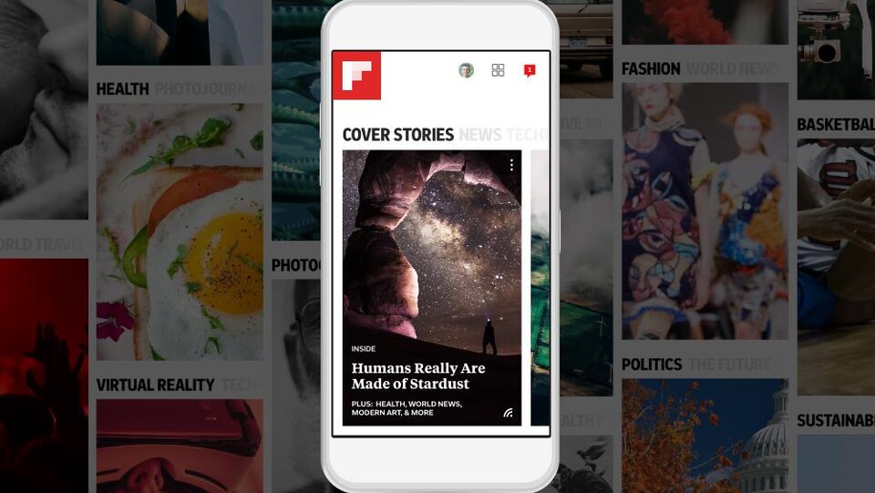 Capture d'écran de l'application Flipboard.