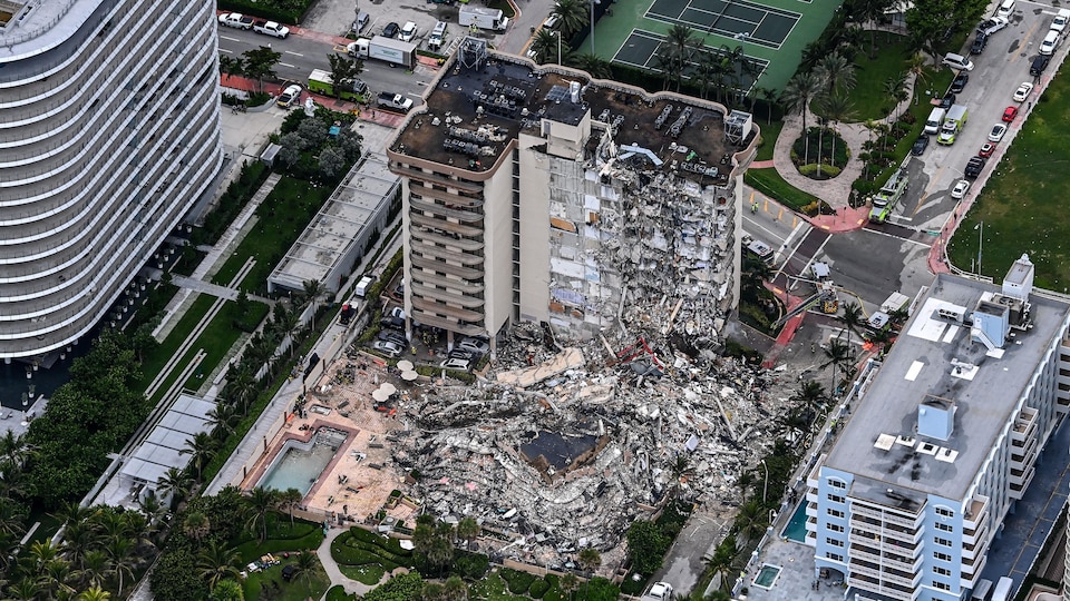 A huge pile of debris seen from above.