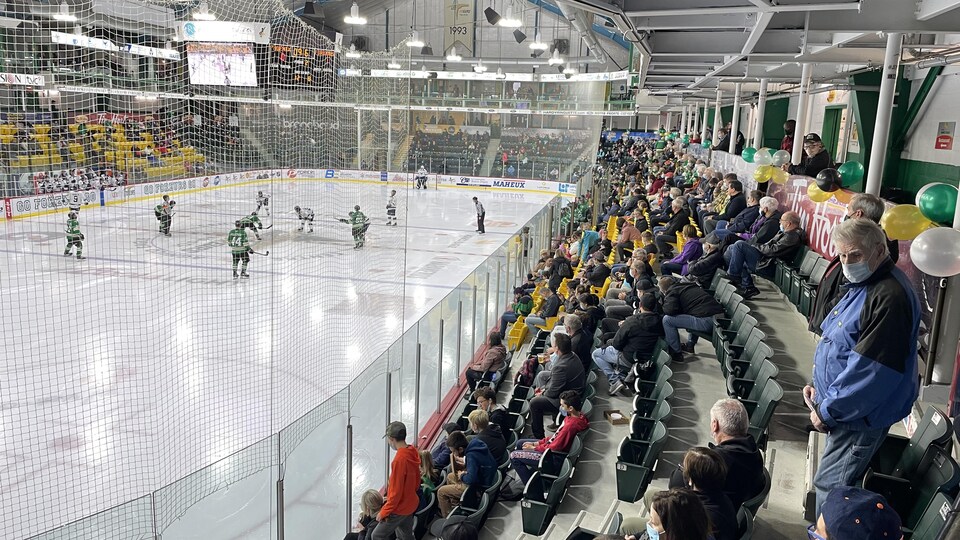 Des partisans assistent à un match de hockey