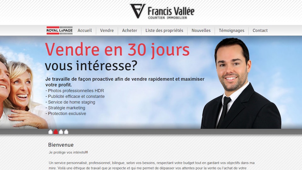 Le site internet de Francis Vallée avec sa photo.