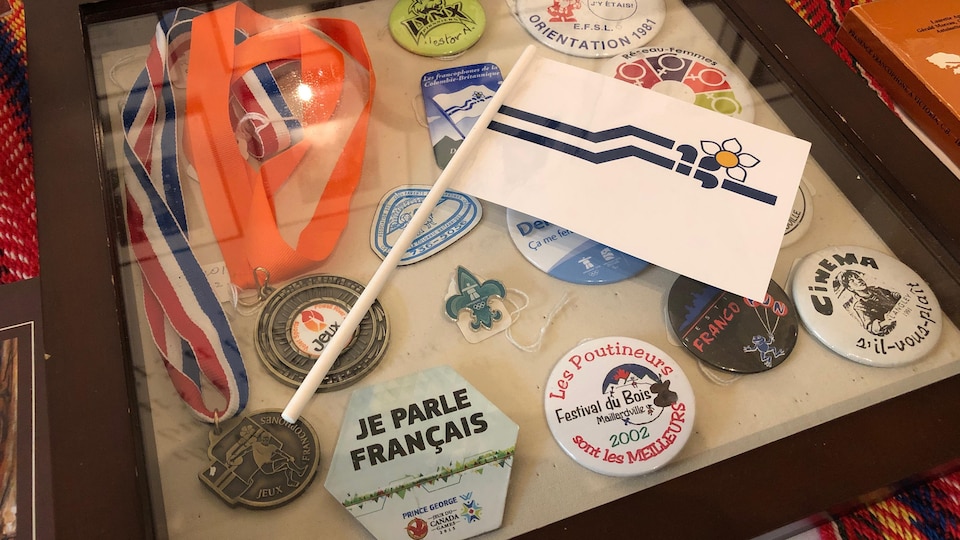 Le drapeau franco-colombien et des logos francophones.