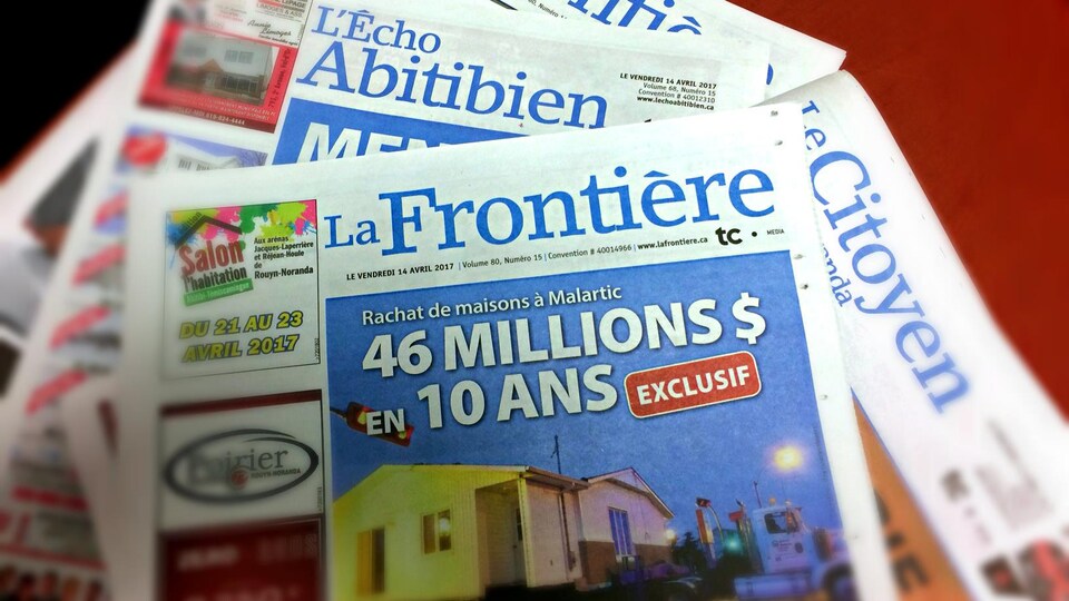 Les journaux locaux L'Écho Abitibien, La Frontière et Le Citoyen de Rouyn-Noranda et de la Vallée-de-l'Or sont vendus.